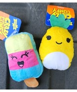 Joyhound Crazy Comfy Popsicle &amp; Pineapple Smiley Face Plush Dog Toys w/S... - $10.86