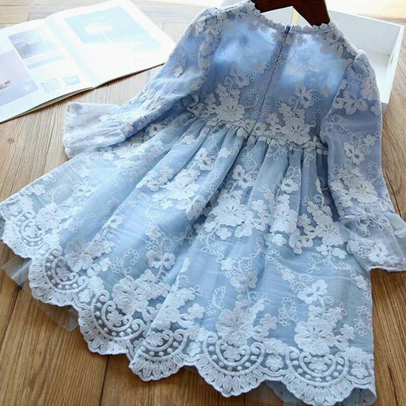 Primary image for 2021 New Flower Girls Dress Wedding Party Dress  Lace Long Sleeves Casual Kids