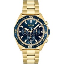 Hugo Boss Watch HB1513973 Men&#39;s Energy Gold Blue Chrono Watch New Warranty Box - £99.64 GBP