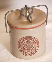 Stoneware Cheese Butter Jar Crock Great Seal of America - $402.48 MXN