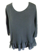 American Eagle Black With Sheer Ruffle 3/4 Sleeve Knit Sweater Size XS - £6.88 GBP