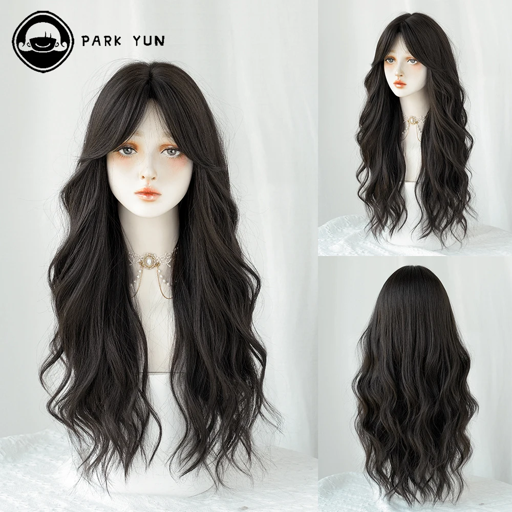 PARK YUN Long Wavy ombre Dark brown wigs for women Cosplay Daily Party Synthetic - $18.20+