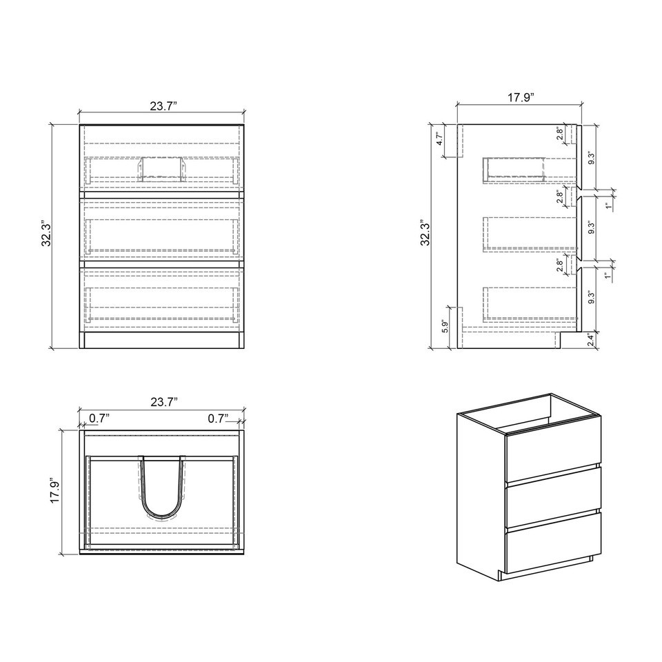 Alice 24" Walnut Vanity: Modern Bathroom Storage Item image 6