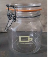 The Coffee Beanery Glass Canister Jar w/ Logo Hinged Locking Lid 5.5x4.5 - $16.70