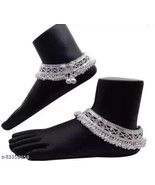 Kundan Silver Plated Anklet Payal Pajeb Women Girl Party Wedding Dulhan ... - £15.76 GBP