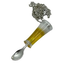 Unique Lager Glass Spoon Necklace Handmade Gift Boxed Free Party Raver Rave - $16.83