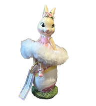 Jolie Fleur  Easter Ballerina Bunny Rabbit Sitting On Easter Egg Figurine New - £31.96 GBP