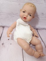 Uneeda 2003 mini baby Precious Expressions doll brown eyes fabric body 7" boy  - £7.00 GBP