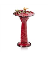 Red Metal Outdoor Garden Patio Birdbath with Decorative Bird Leaf Figurines - $308.70 CAD