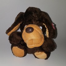 VTG Dan Dee Brown Puppy Dog Plush 7&quot; Stuffed Animal Toy Big Sad Eyes - £13.42 GBP