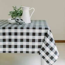 Benson Mills Black/White Check Plaid Indoor/Outdoor Tablecloth 60 x 84" - $29.00