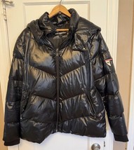 Karl Lagerfeld Paris Apres Ski Chevron Down Puffer Jacket Black Women&#39;s Size XL - £52.43 GBP