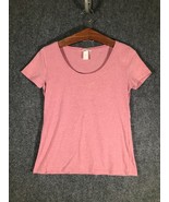 H&M Womens Medium Pink Tee Shirt Casual Round Neck Cute Size M Breathable Nice - $14.46