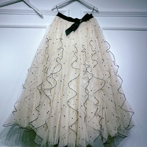 CREAM Polka Dot Lace Tulle Skirt Wedding Party Long Skirt image 5