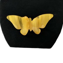 Lucite Butterfly Scarf Clip Holder Slide Marbled Yellow Mid Century Translucent  - £19.70 GBP