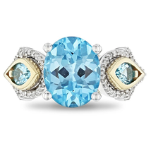 Enchanted Disney Swiss Blue Topaz &amp; Diamond Engagement Ring in Two-Tone Silver D - £52.28 GBP