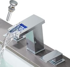 Bathroom Faucets Bathroom Faucet 3 Hole Waterfall Faucet Widespread, Chrome - £22.01 GBP