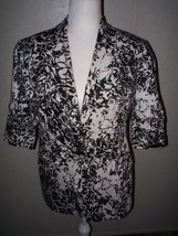 Coldwater Creek Lady&#39;s Dress Jacket 8 Black White Short Sleeve Faux Pockets - £18.25 GBP