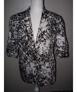 COLDWATER CREEK LADY&#39;S DRESS JACKET 8 BLACK WHITE SHORT SLEEVE FAUX POCKETS - £18.30 GBP