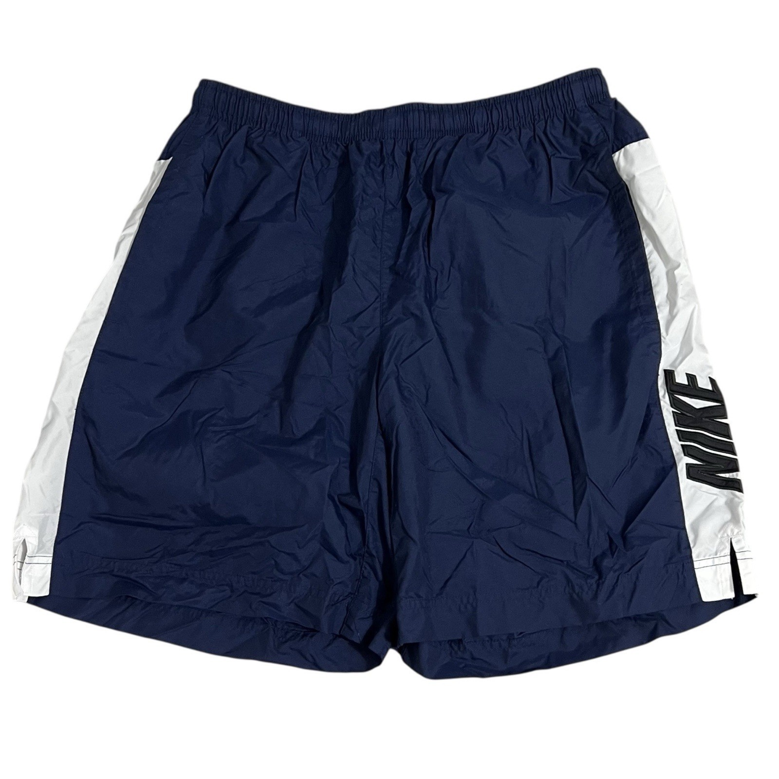 Vintage 1990s NIKE Nylon Shorts Blue / White Color Block Logo Men's Size Large Item image 2