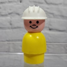 Vintage Fisher Price Little People Construction Worker Yellow with White... - £6.10 GBP