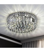 CEENLI 6 Lights K9 Crystal Flush Mount Chandelier Light Fixture Ceiling ... - £227.64 GBP