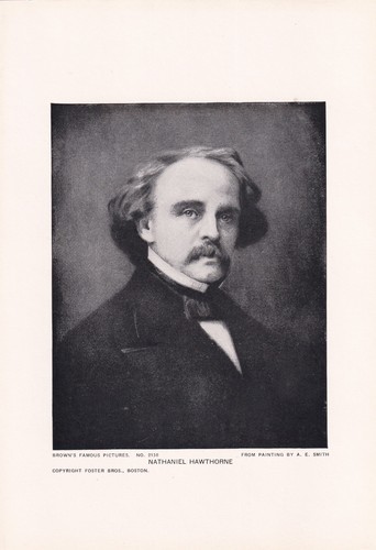 Vintage 8 x 5.5&quot; Print Brown&#39;s Famous Pictures - Nathaniel Hawthorne - N... - $3.96
