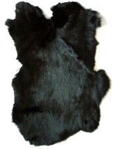 BLACK DYED GENUINE RABBIT SKIN new solf leather  hide fur pelt craft ski... - $13.64