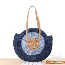 Summer Round Straw Women Bags Hand-Woven Shoulder Bag Simple Round Beach Handbag - £21.25 GBP