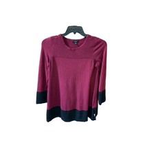 Alfani Womens Size Small S Long Sleeve Colorblock Sweater Burgundy Black Zipper - $15.84