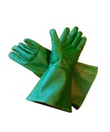 Leather Gauntlet Gloves Green Large - $29.70