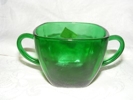 Vintage Anchor Hocking Forest Green Glass Charm Open Sugar Bowl - $460.95 MXN