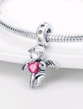 Angel simil pandora charms,angel for pandora,heart angel charm,gift char... - $354.15 MXN