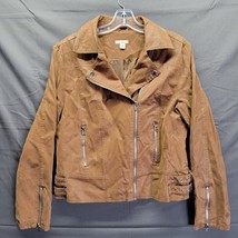 Miami Womens Jacket Blazer Sz M Brown Faux Leather Zippers Pockets Moto ... - £19.11 GBP