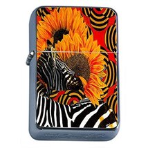 Zebra Sunflower Flip Top Oil Lighter Em1 Smoking Cigarette Silver Case Included - £7.15 GBP