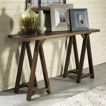 Console Sofa Table Rustic Sawhorse Pub Accent Tables Brown Farmhouse Entryway - £179.08 GBP