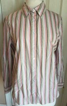 Orvis Pink Green Orange Striped Long Sleeve Button Up Shirt Women&#39;s 12 - £11.68 GBP