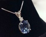 925 Sterling Silver  Blue Sapphire Pendant Necklace Gift Pendant - $67.51