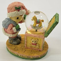 MM) 1999 Precious Moments by Enesco Christmas Pink Santa Snow Globe Figu... - £7.75 GBP