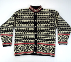 LL Bean Wool Nordic Fair Isle Cardigan Sweater USA Womens S Vintage Snow... - $26.55