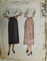 Vtg 1948 Sewing Pattern McCall  #7243 Womens Pencil Skirt Below Knee  wa... - $22.72