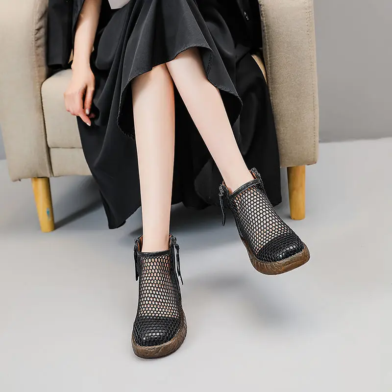 Women&#39;s Summer Flat Real Soft Leather   Sandals Female Students Korean  Hole Sho - £123.53 GBP