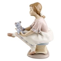 Lladro #7620 "Best Friend" Figurine Young Girl with Blue Teddy Bear Retired! - $114.35