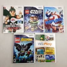(Lot of 5) Nintendo Wii Games Star Wars Lego Batman NCAA Football &amp; Wipeout  - £15.45 GBP