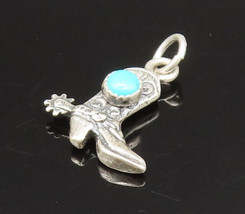 925 Sterling Silver - Vintage Turquoise Swirl Cowboy Boots Pendant - PT2... - $33.00