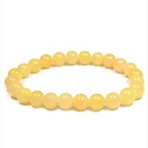 PG COUTURE Natural Yellow Agate Bracelet 23 Beads 8mm Round Shape Crystal Stone  - £14.02 GBP