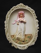 Vintage Lefton Bisque Pinkie 3 Dimensional Hand Painted Wall Plaque Japan KW3504 - $19.79