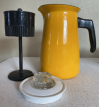 Vintage MCM SEARS Marigold Orange Enameled Coffee Pot Percolator Complete - $49.99