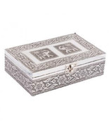 Elephant Pair Metal Secret Stash Jewelry Trinket Box 8 X 5&quot; Silver Velve... - $465.69 MXN