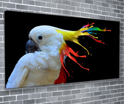 Colour Splash Cockatoo Canvas Print Bird Wall Art 55x24 Inch Ready To Hang  - £70.59 GBP